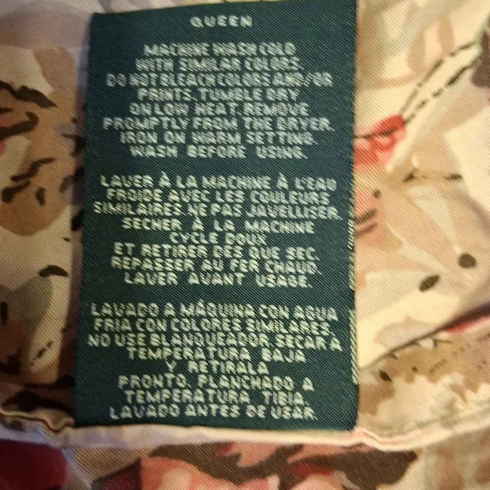 Ralph Lauren Floral Cotton Panel in Pink and Green Queen Bedskirt